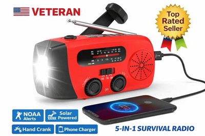 Solar Radio Hand Crank LED Flashlight Multifunctional Emergency Camping
