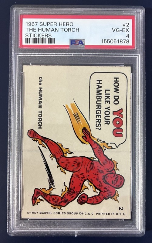 1967 marvel super hero #2 human torch sticker PSA 4