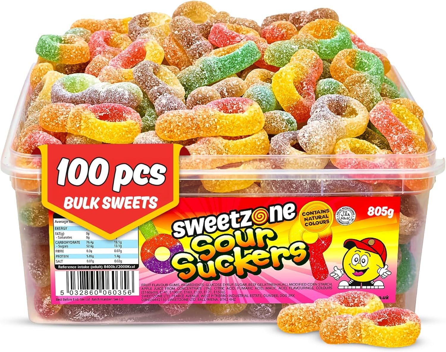 Sweetzone Sour Jelly Suckers 800g 100pcs, Fizzy Fruity Gummies, Retro Soft Hala