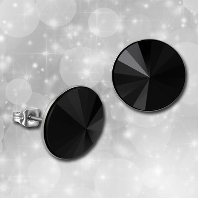 Ohrringe Edelstahl Ohrstecker glitzernde Zirkonias schwarz Kegel Amello ESOS10S