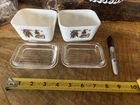 2 Vintage Pyrex #501 Early American 1 1/2 Cup Refrigerator Dish With Glass Lids