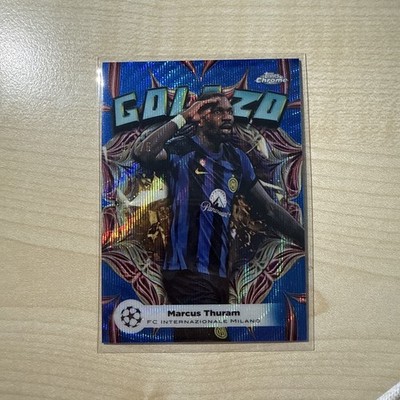 Topps UCC Chrome 23/24 Marcus Thuram Golazo /75 Blue Wave Color Match