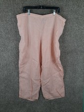 Flax Linen Pull On Pants Womens 2G Plus Light Peach Pockets Wide Leg Lagenlook