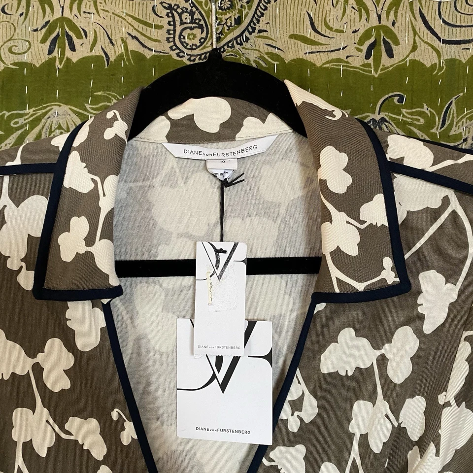 Новый с Ярлыками Diane фон Furstenberg вера камуфляж/темно-синий печать шелк Джерси надежном платье размер 10 - Изображение 3 из 4