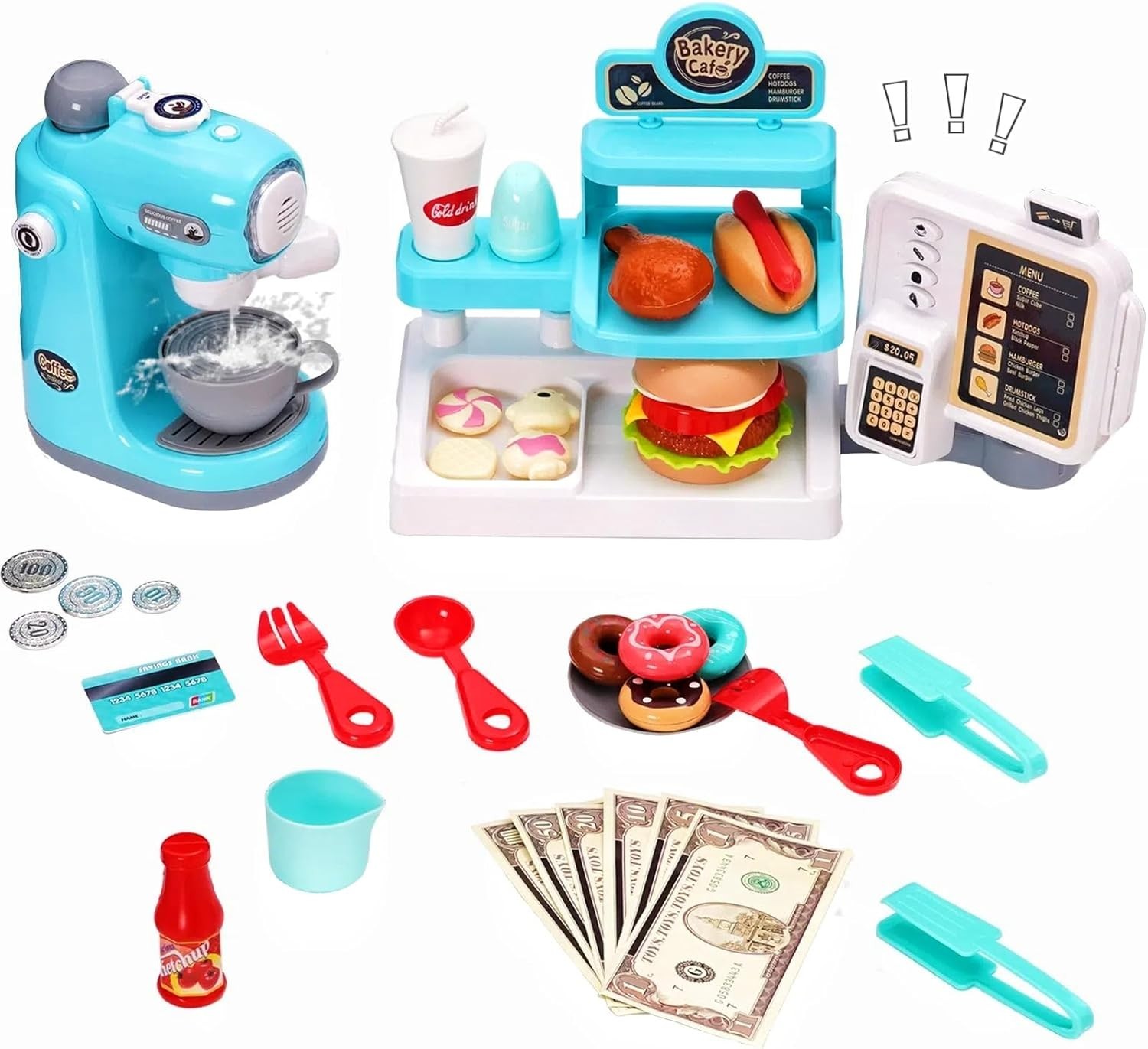 Kaufladen Kaffee Spielset Kinder Kaffeemaschinen Spielset,Hamburger-Laden