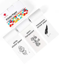 Adhesive Thermal Sticker Paper, 50mm-53mm Width, White/Transparent/Semi-Trans...