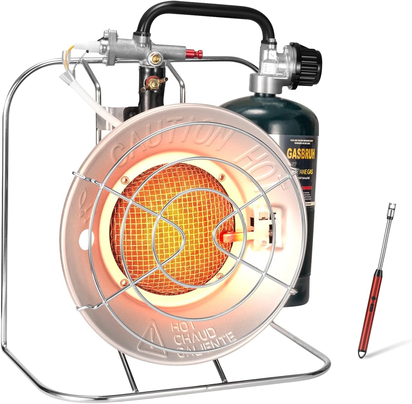 Outdoor Multi-Use Portable Propane Patio Heater/Cooker, 18,000 BTU include USB
