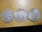 3 Silver PEACE Dollars. 1926, 1924, 1922  good to fine