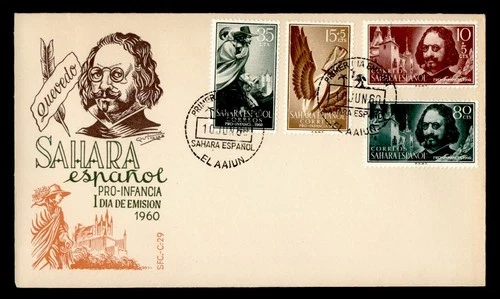 DR WHO 1960 SPANISH SAHARA FDC PRO INFANCIA SEMI POST COMBO M76507