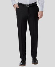 Haggar Men's Black Slim-Fit Flat-Front Dress Trousers Pants Size 34W 32L