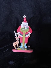 Emgee Hawaii Santa on Scale Christmas Tree Ornament Vtg Wooden Figurine 5.5"