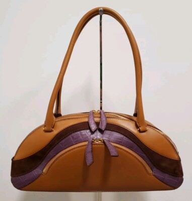 A. TESTONI WOMENS LEATHER BOWLING BAG
