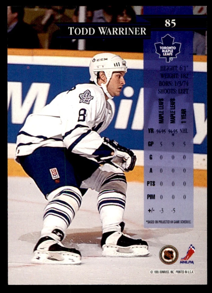1995-96 Donruss Todd Warriner Toronto Maple Leafs #85 - Image 2 of 2