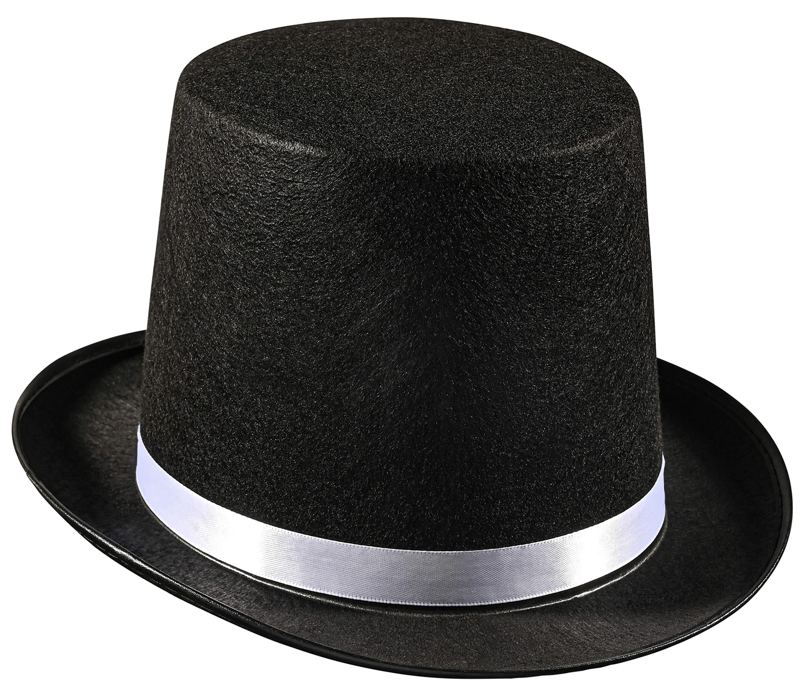 Black Felt Top Hat with Silver Piping Costume Accessory for Magician Gentleman