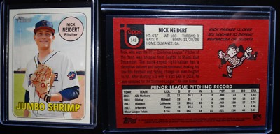 2018 Topps Heritage Minor League Nick Neidert Jumbo Shrimp Red Magneta SP Card