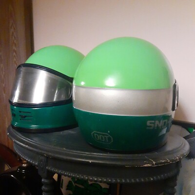  VINTAGE ARTIC CAT SNOW MOBILE HELMETS THREE COLOR SNO PRO VENTED SHIELD 7 1/8''M
