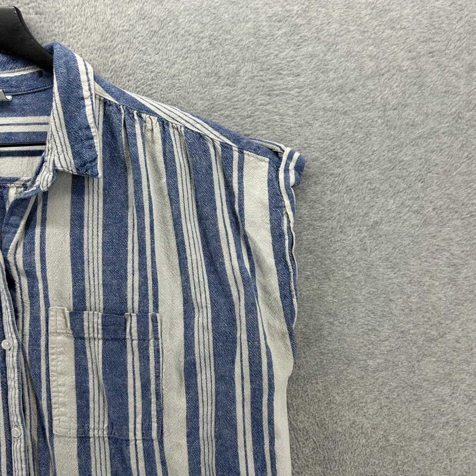 Old Navy Dress Womens Size XL Blue Striped Short Dolman Sleeve Shirt Dress Linen - Image 3 of 4