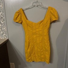Forever 21 Golden Yellow Short Sleeve Mini Pencil Sundress (Junior's Small)