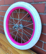 16" Bicycle Front Pink Wheel with 1.95" White Tire Mini-BMX Kids Bike #J67