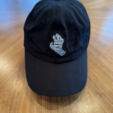 Santa Cruz Hat Embroidered Screaming Hand Logo Skateboarding Black Strapback Cap