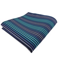 Tigertie Einstecktuch TüRkis Blau Schwarz Silber Gestreift - Tuch Polyester