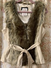 Faux Fur Vest Women’s Size Large. Soft Fur. Silky Lining With Pocket. An A Belt
