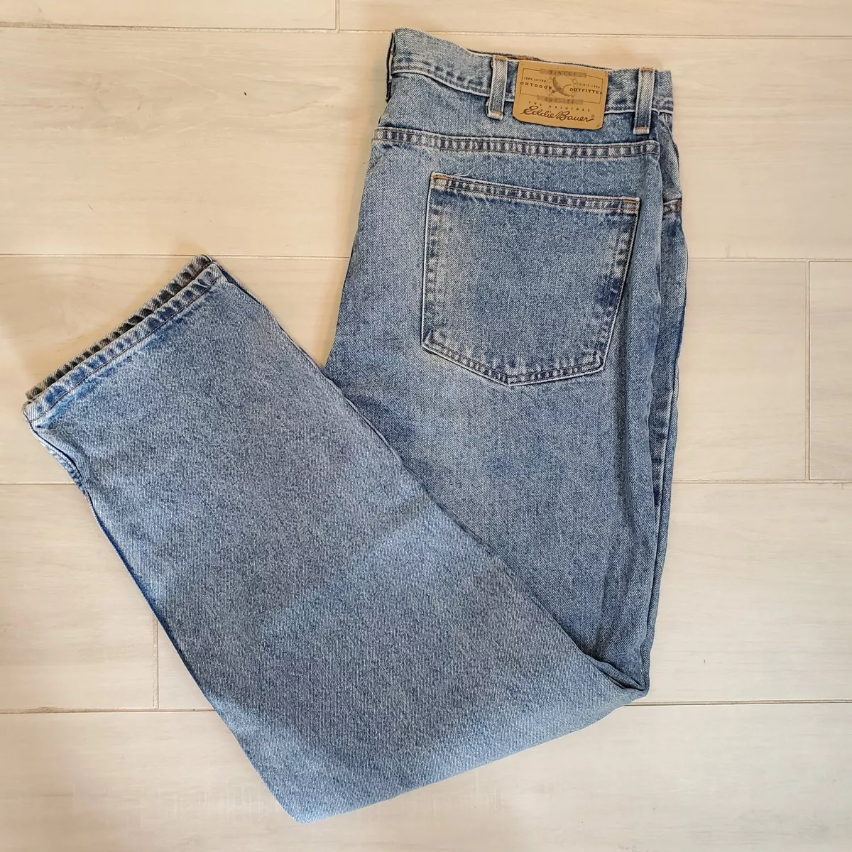 Eddie Bauer RELAXED Fit Mens 40x32 Tall Blue Straight Leg Denim