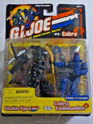 Vintage GI Joe vs. Cobra w/Sound Attack Snake Eyes vs Cobra Commander 2002 NIB