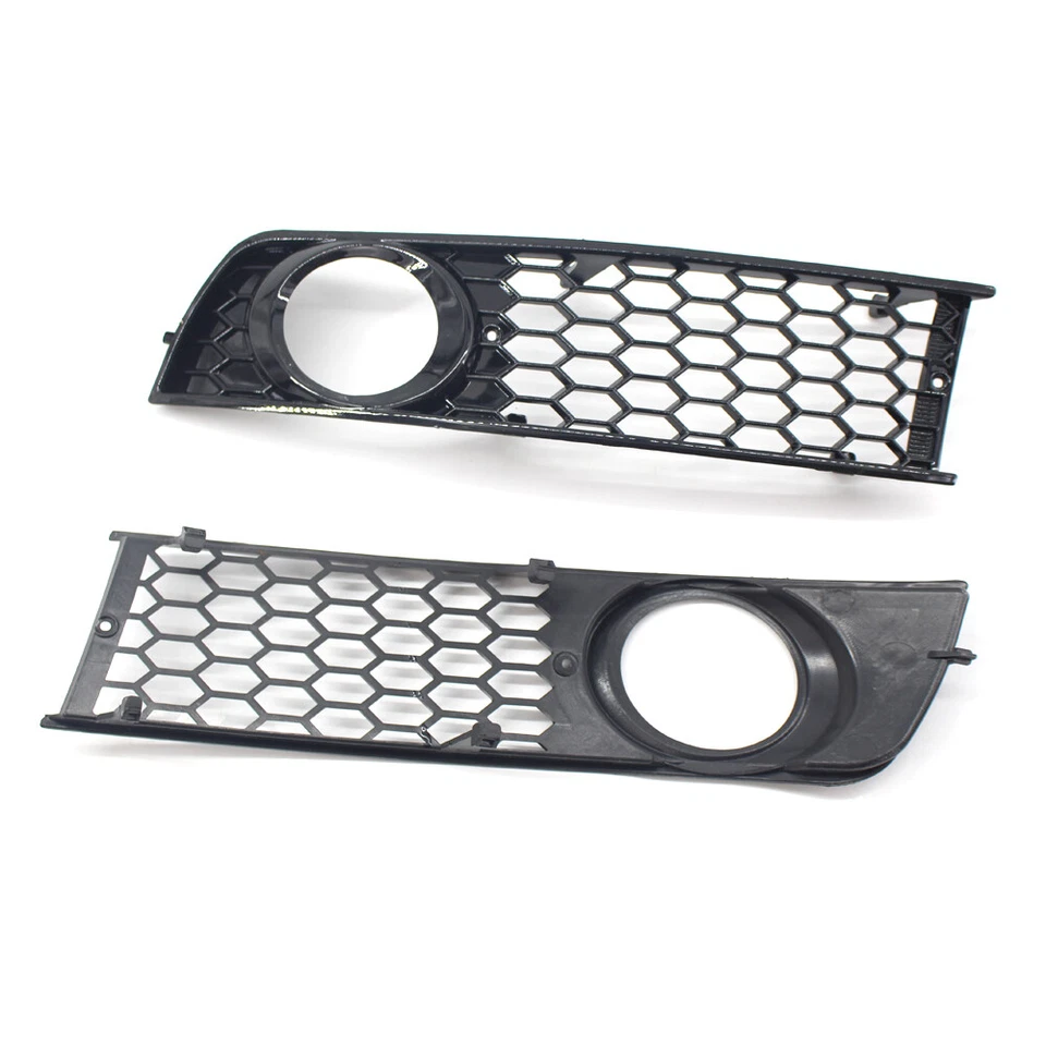 Pair Bumper Honeycomb Fog Light Lamp Grille Bezel Cover Fit Audi A4 B6 2002-2005 - Image 4 of 4