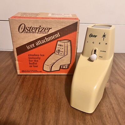 Oster Icer Attachment Harvest Gold Model 435 Ice Crusher Accessory with Box 1976