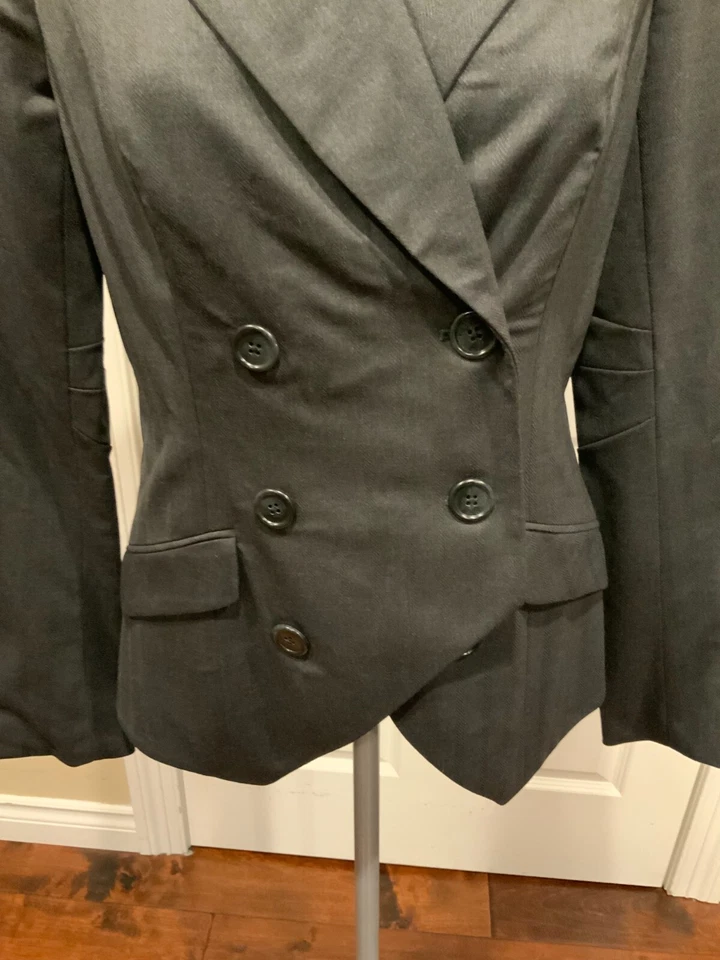 Blazer Yigal Azrouel New York Negro Lana Doble Pecho, Talla 8 Foto 2 de 4