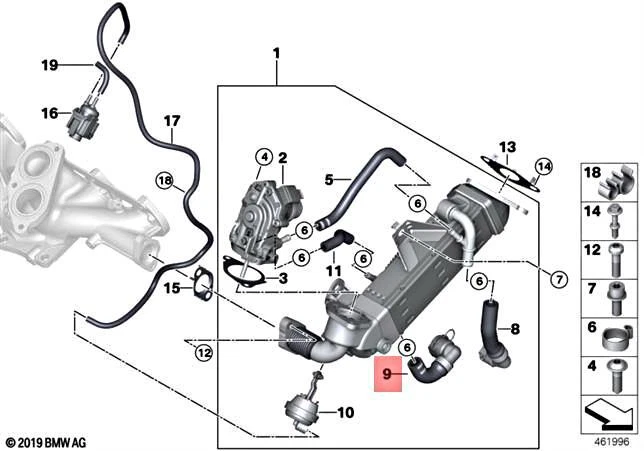 Genuine BMW X3 M X4 X5 X6 G01 G02 G05 Hose Thermostat-Egr Cooler  