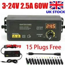 DC 3V~24V 60W 2.5A Universal Power Supply Adjustable Switching AC/DC Adapter UK