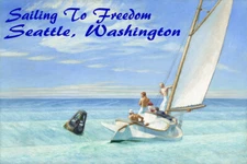 Sailing to Freedom Seattle Washington Sail Sailboat Vintage Poster Repro FREE SH