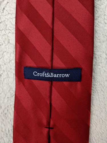 Croft & Barrow Regimental 100% Silk Striped Neck Tie Red - Picture 4 of 7
