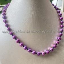 8-9mm Purple Pearl  3mm Round Faceted Black Spinel Gems Beads Necklace 14-50"
