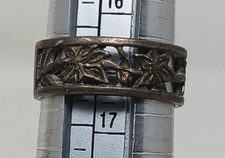 925 Sterling Silver Ring Sz 6.25  FILIGREE Vine Flower Band Signed OG  RB2-2
