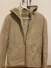 Suede Jacket With Fur Size 12 In Beige