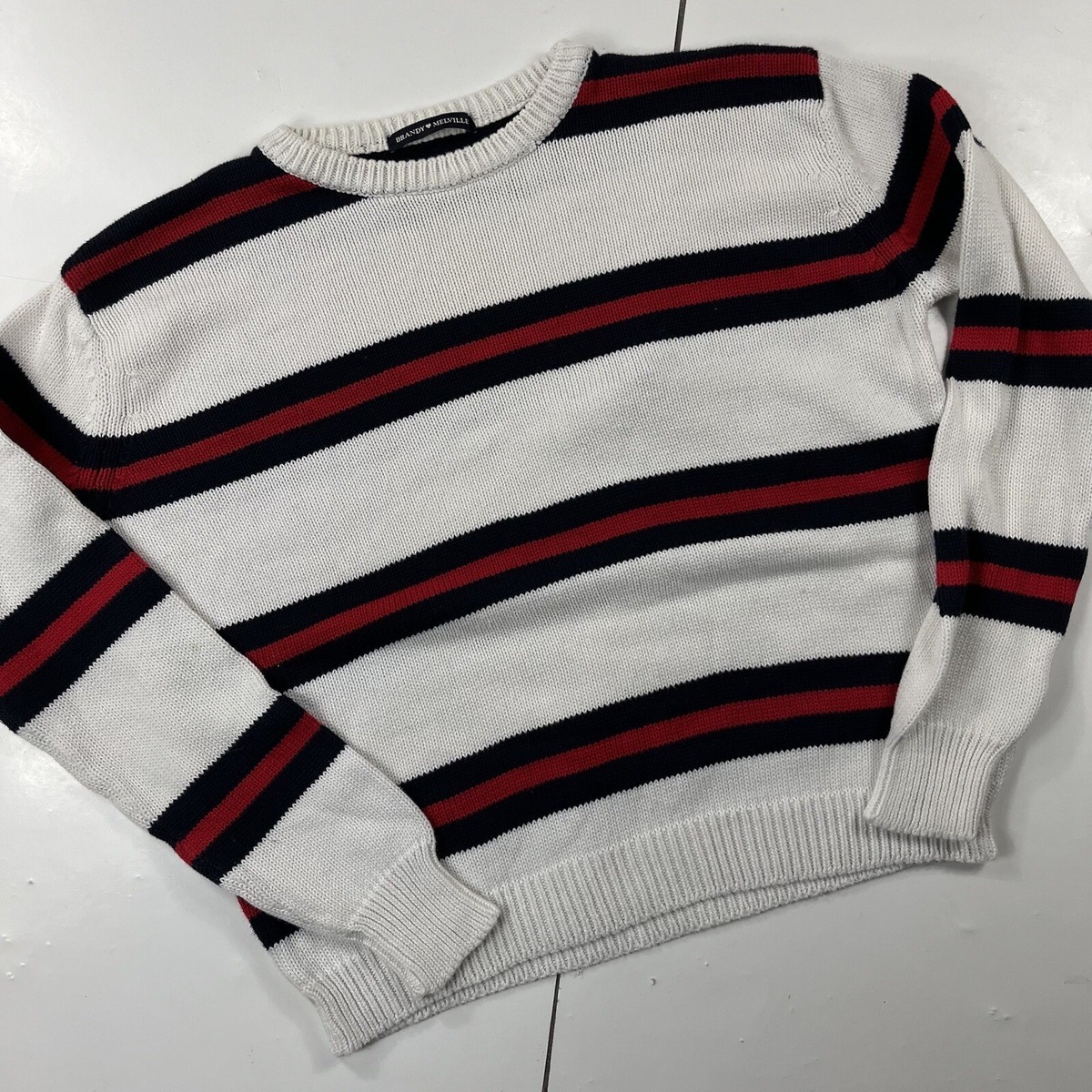 Sweater Brandy Melville Navy And White Striped Sweatshirt Brandy