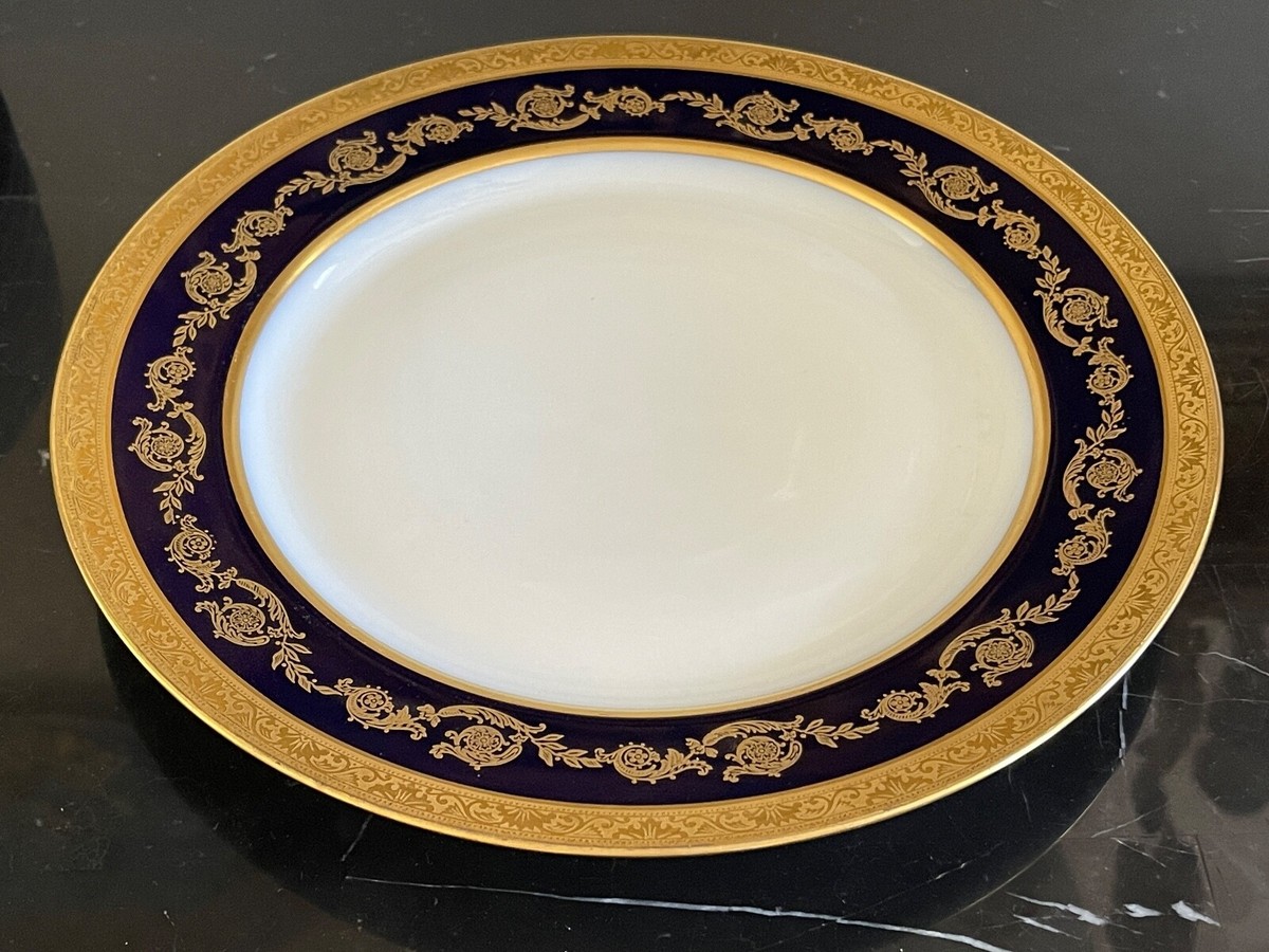 Antique T&V Limoges France Cobalt Blue and Gold Embossed