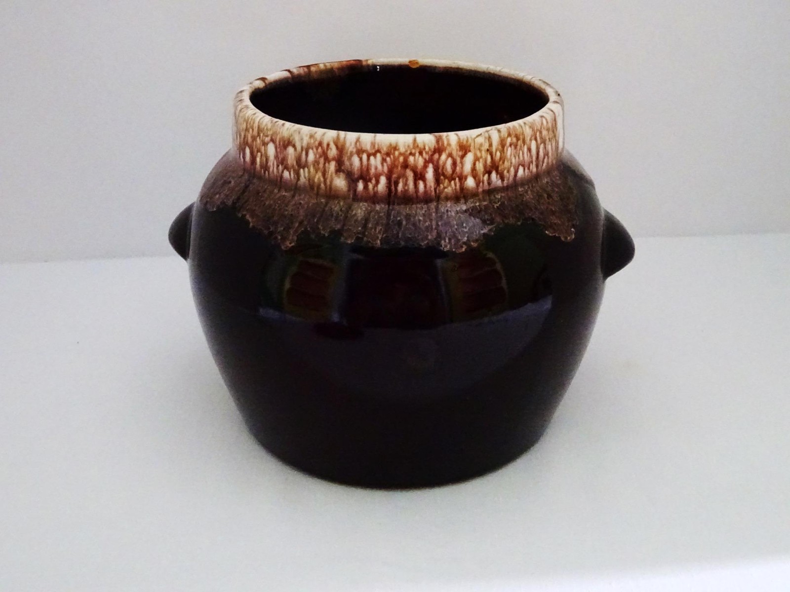 Vintage McCOY POTTERY by KATHY KALE Brown Drip Bean Pot or Cookie Jar w