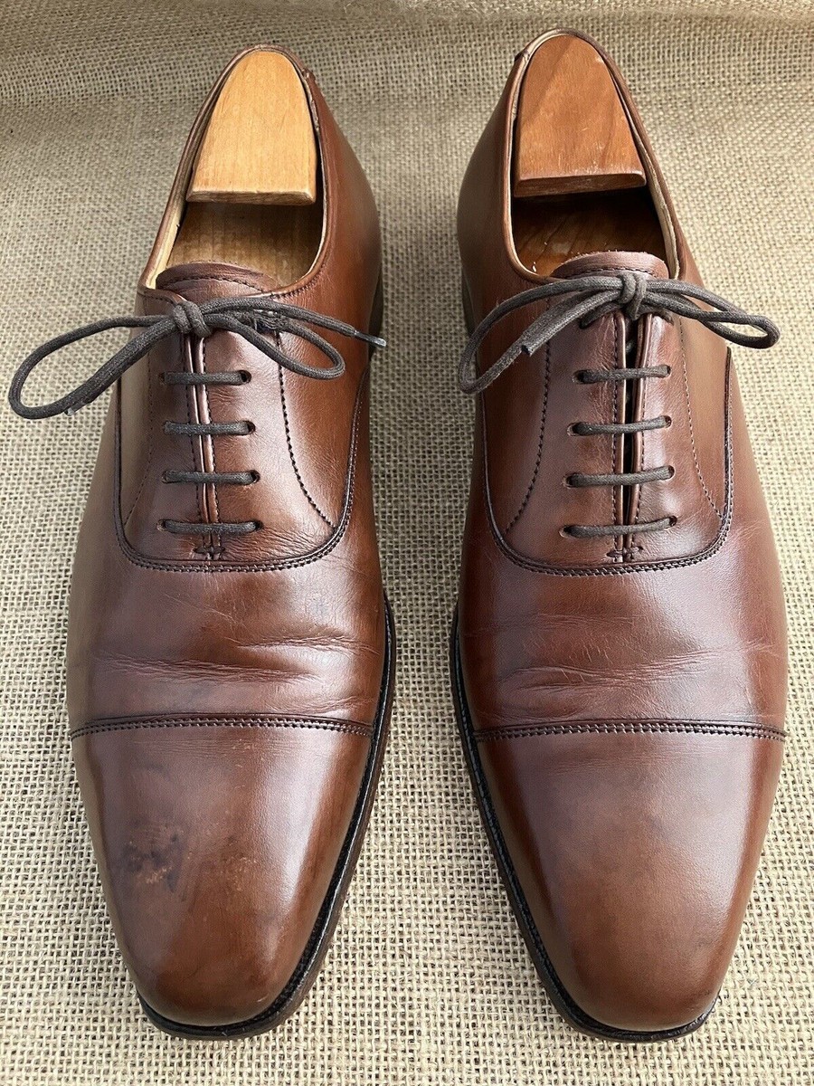 Crockett & Jones HALLAM Brown Leather Cap Toe Oxford shoes UK 6.5