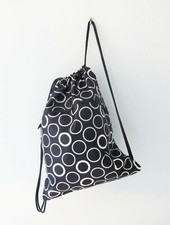 Thirty-One Cinch Sac Bag Drawstring Backpack Deep Blue Rings