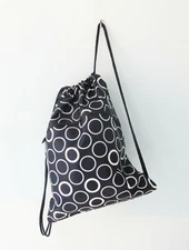 Thirty-One Cinch Sac Bag Drawstring Backpack Deep Blue Rings