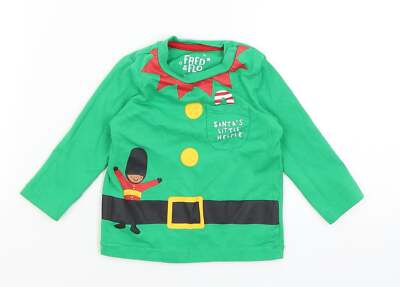 F&F Baby grün Baumwollmischung T-Shirt Größe 6-9 Monate Santa's Little