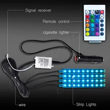 LED Car Interior Ambient Foot Strip Light Kit Backlight Remote Music Control