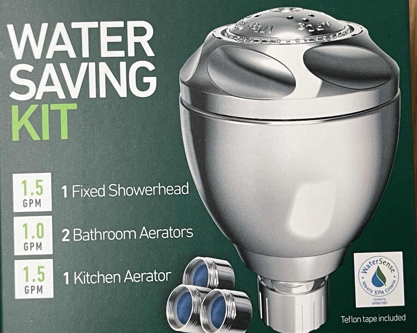 NEW 4 Boxes Greenlite Water Saving Kit Fixed Showerhead Bathroom