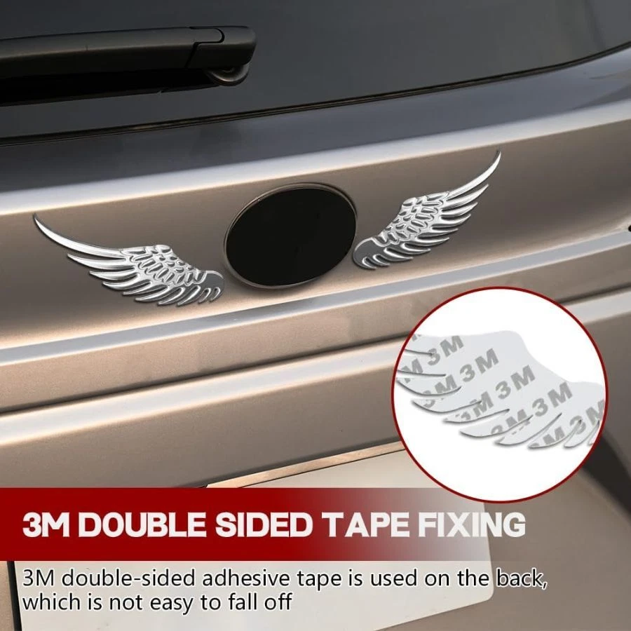 1 par de emblemas de alas de ángel 3D, calcomanías de insignia de automóvil, emblemas exteriores de automóvil insignia f Foto 4 de 4
