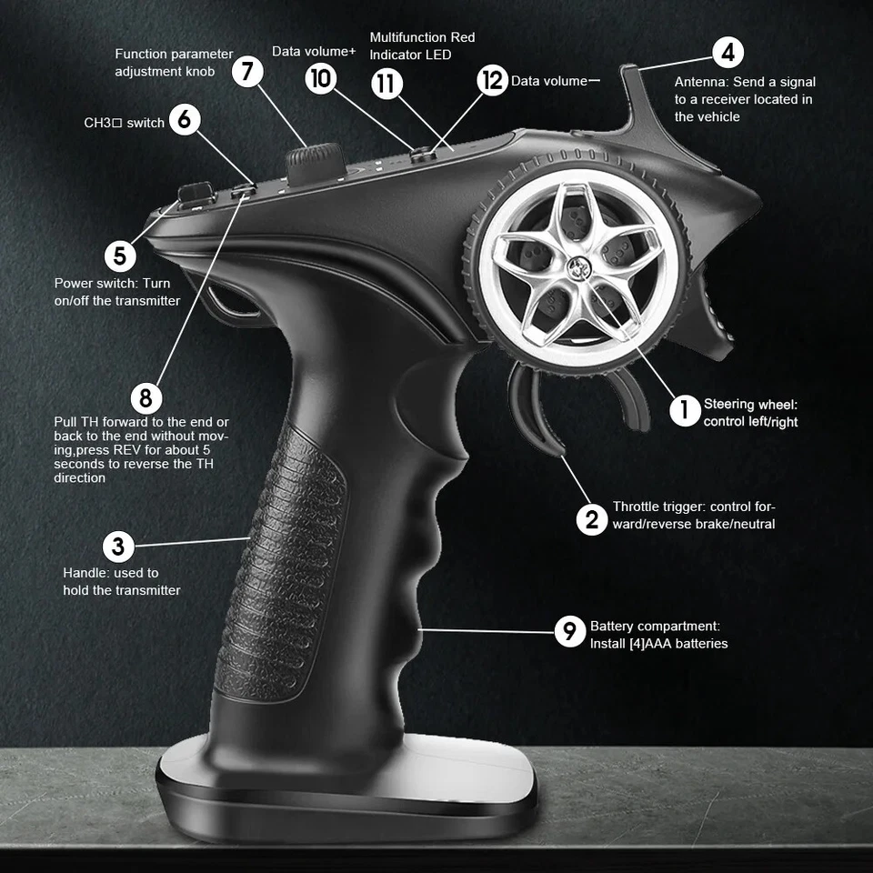 TX4 2.4GHz 4CH Radio System Transmitter Controller Remote Control w/ Receiver - Image 4 of 4