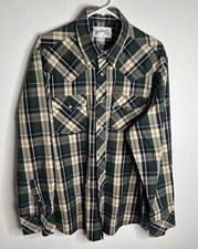 Plaid Shirt Mens Western Country Flap Pockets Triple Snap Size XL